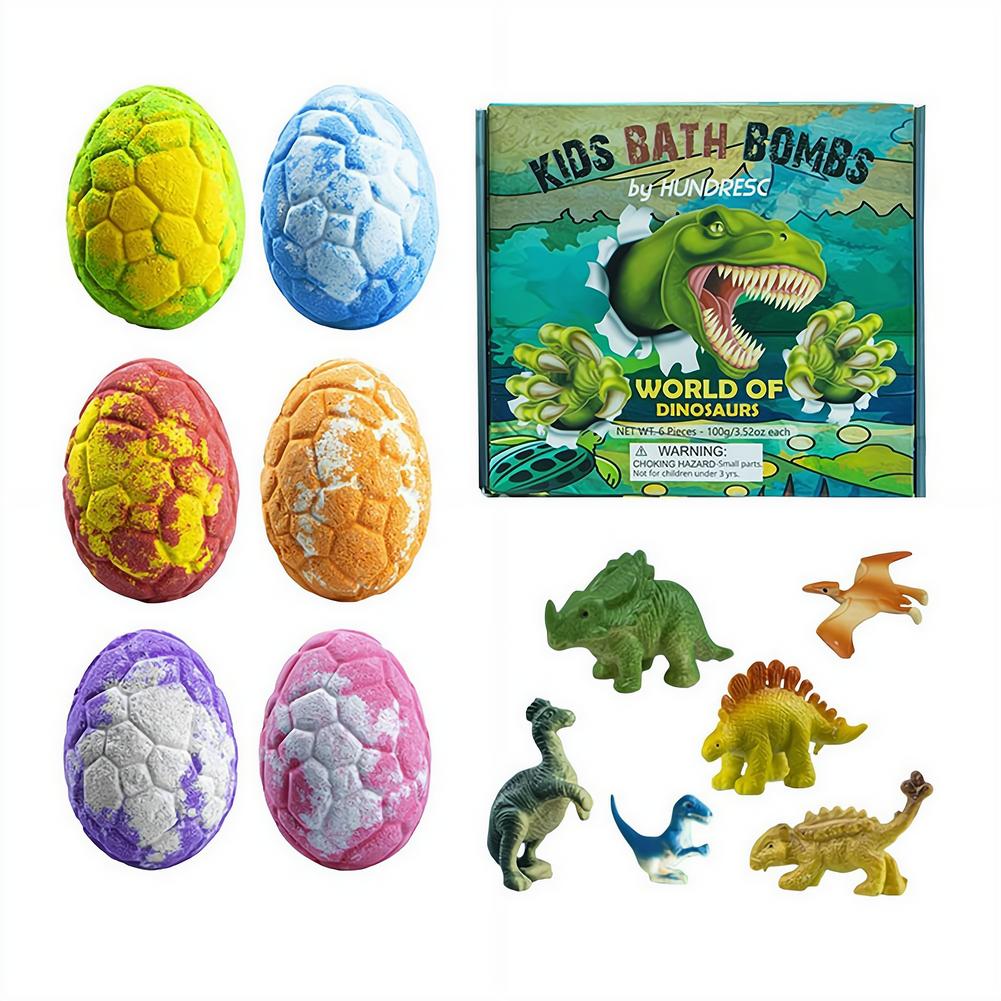 Kids Toys Dinosaur - 6 Stück Dinosaurier-Ei Badebomben mit Überraschungs-Dino-Spielzeug