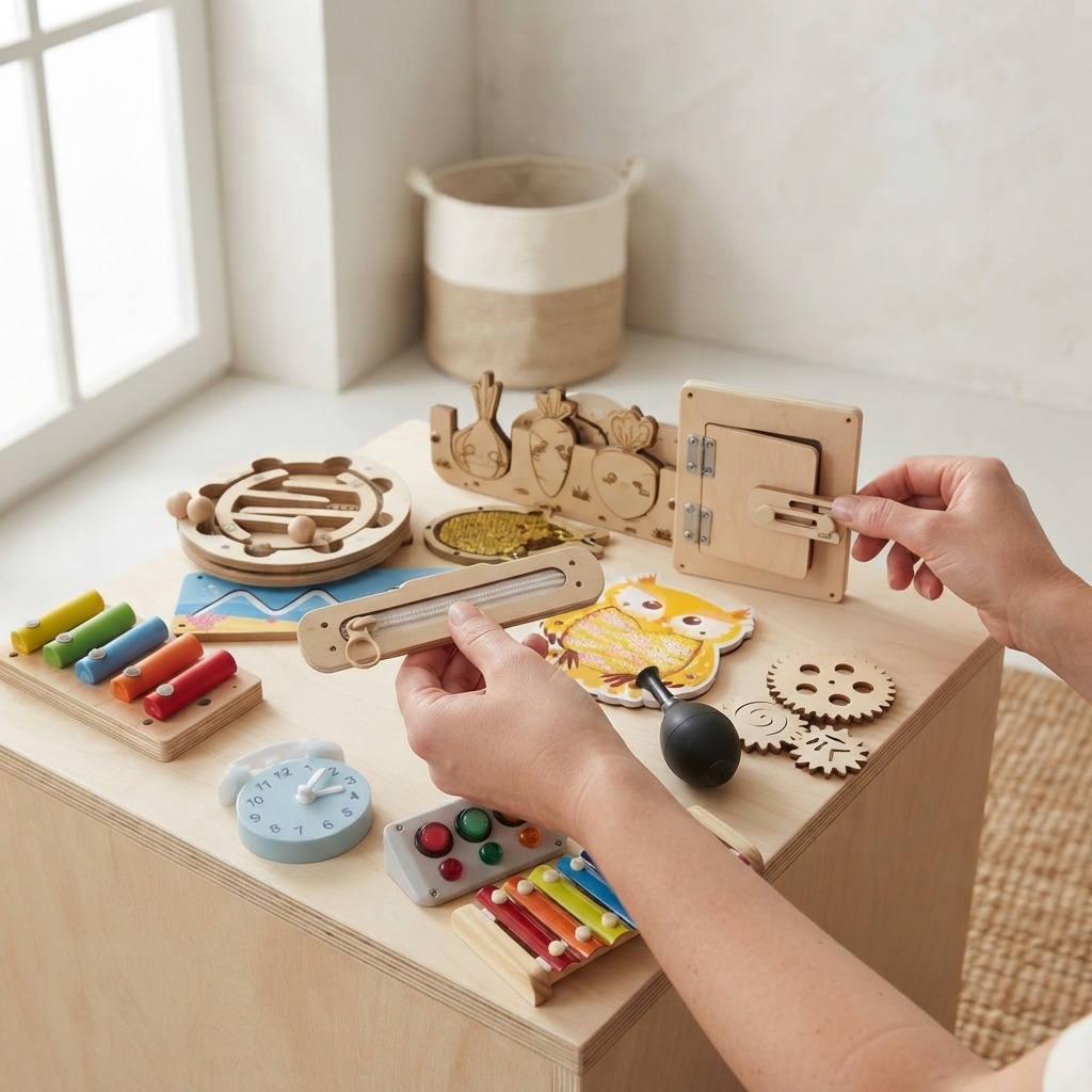 Kids Toys Dinosaur - Dinosaurier Busy Board Holz DIY Zubehör
