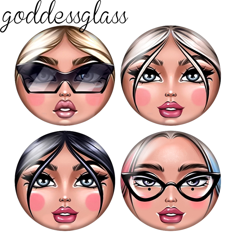 Kids Toys Resale - Matroschka-Puppen-Gesicht Mädchen Sonnenbrille 12mm/18mm/20mm/25mm Runde Foto-Glas-Cabochons