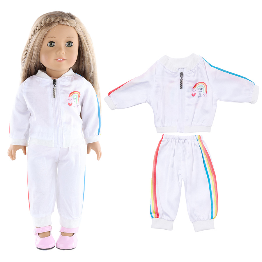 Kids Toys Resale - Niedlicher Regenbogen-Trainingsanzug für 18-Zoll-Amerikanische Puppen, Schöne
