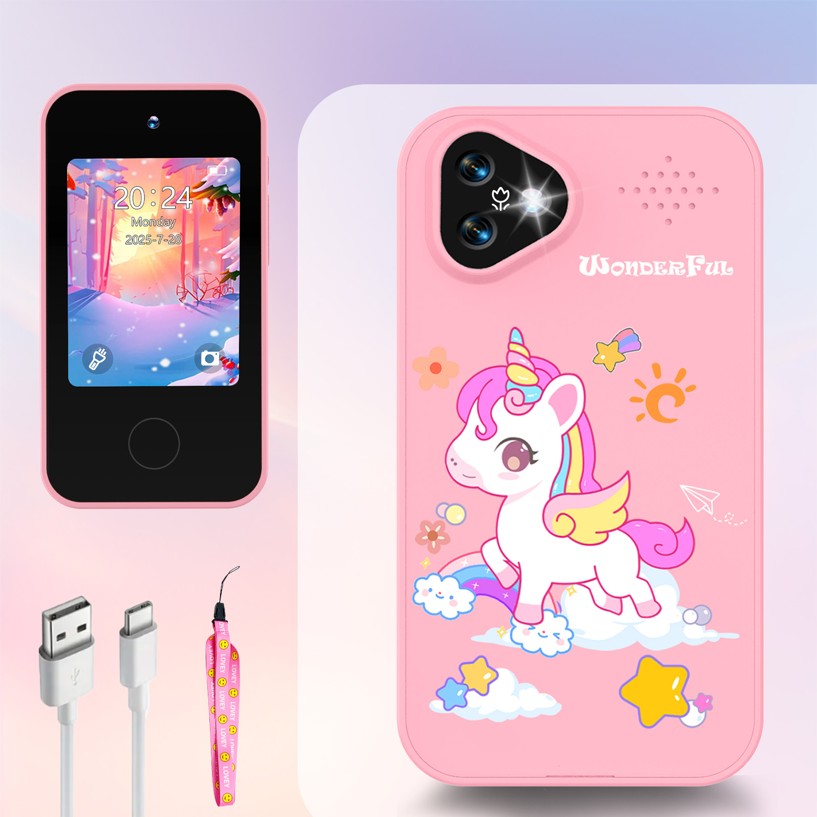 Kids Toys Smartphone - Einhorn Kinder-Smartphone-Kamera-Spielzeug Touchscreen Baby-Handy MP3-Player Digitale