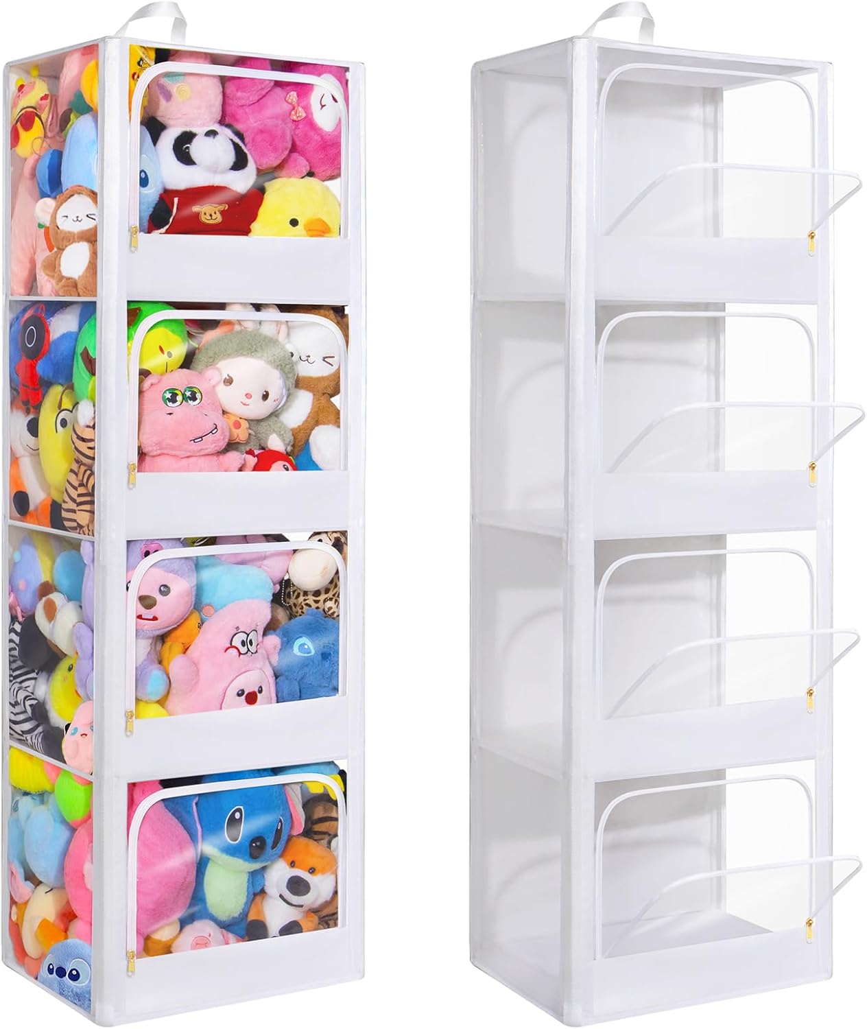 Kids' Toys - 4-stöckiger Transparenter Reißverschluss-Staubschutz-Organizer für Plüschtiere, Horizontale
