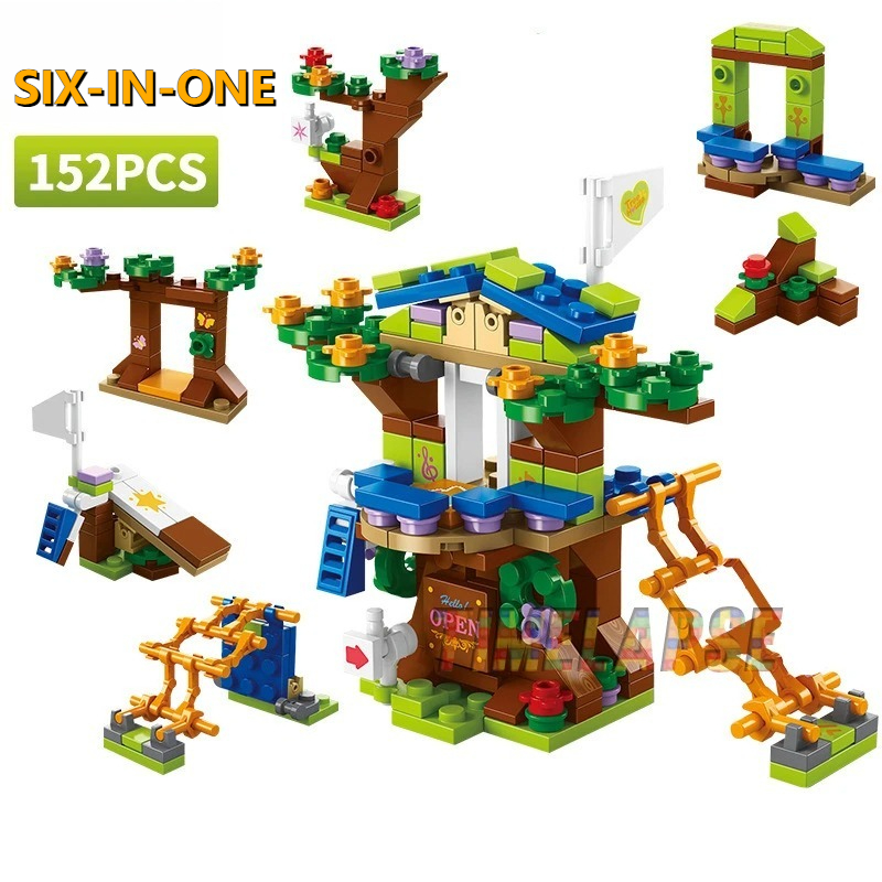 Kids Toys Christmas 2025 - 18+ 6-in-1 Baumhaus Mini-Modell Bausteine Kinder