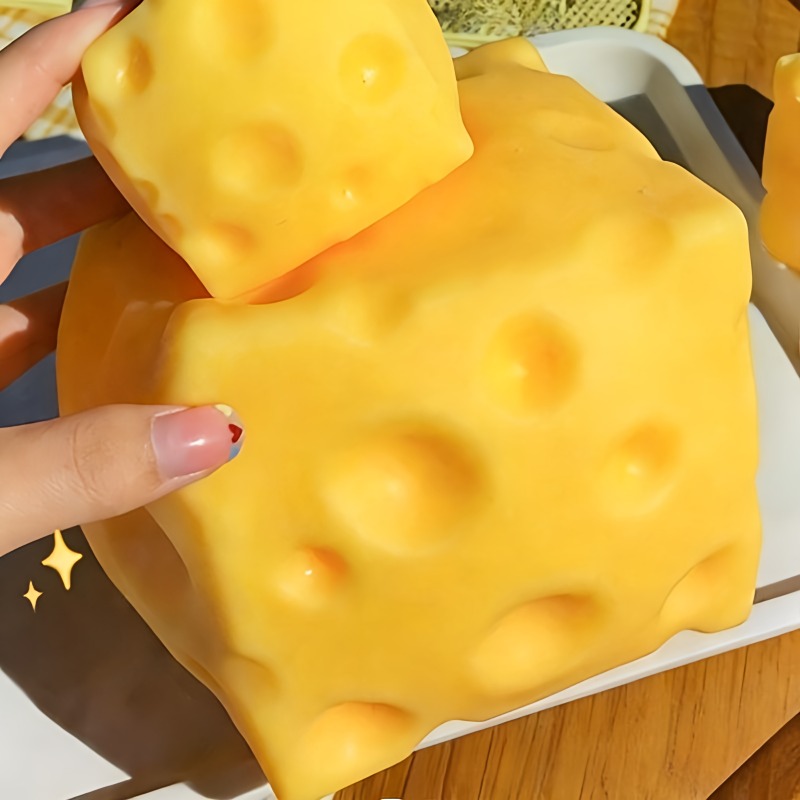 Kids Toys Yellow - @Dark Yellow Cheese Cube Stressball, langsam